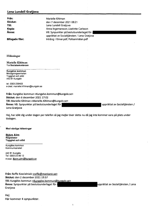 vilka som tog del av pappans synpunkter på BBIC-utredningen